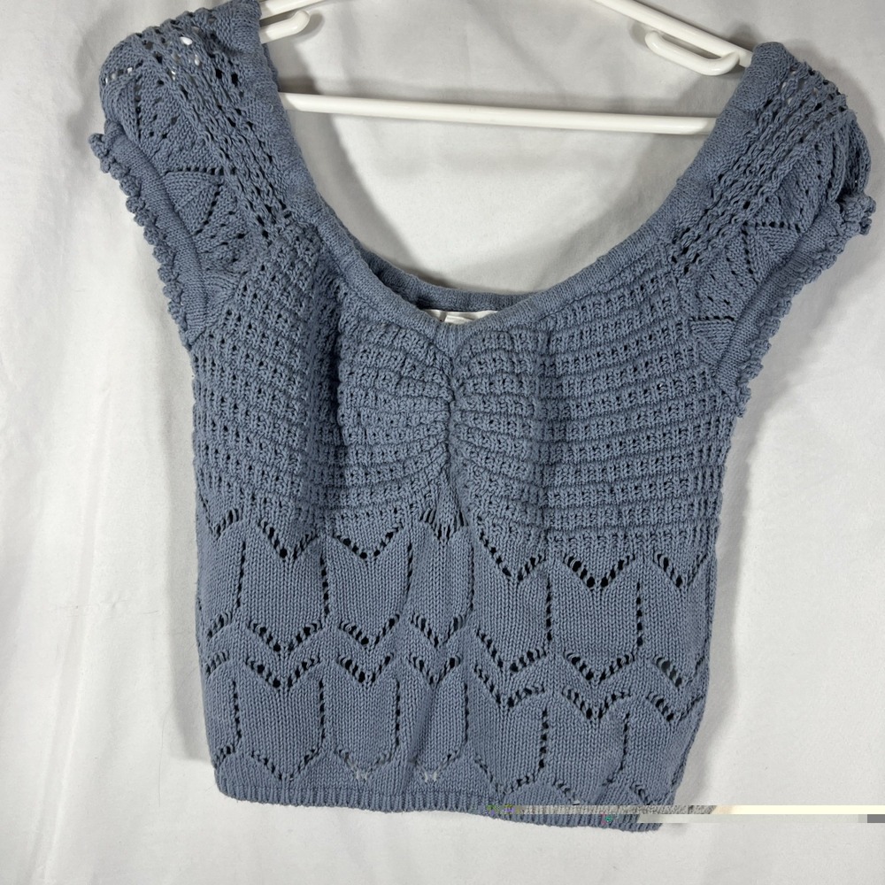 Aeropostale Top Light Blue Womens Crochet Lace Crop‎ Tank Boho